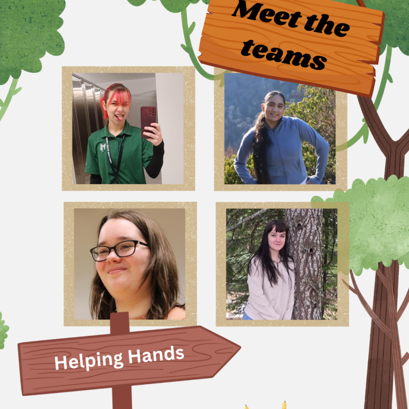 Collage of images of the Helping Hands team: Grace, Gurnoor, Jupiter, and Maty.