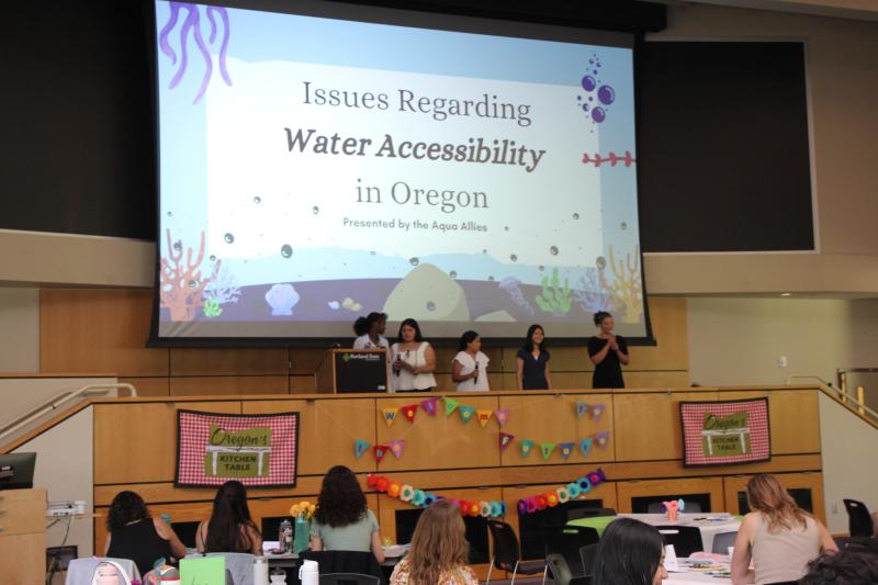 From left: Destiny Nderitu, Estela Dominguez-Calderon, Eva Gomez, Cindy Chen, and Amara Lowe
